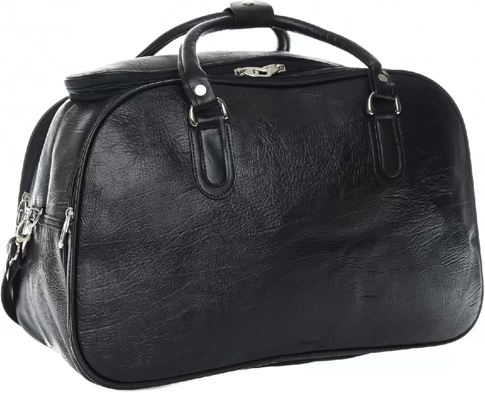 Mala de Bordo de Viagem pequena, Preta, Courino