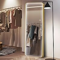 Vista 8 de soges Espejo de longitud completa con luces y botón táctil, espejo de tocador iluminado para sala de estar y dormitorio, iluminación regulable
