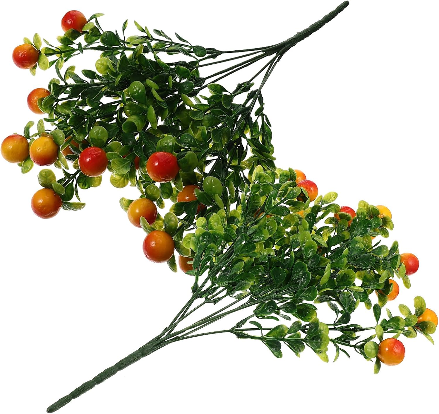 2pcs Artificial Fruit Plant Decorations Vivid Orange Fruit Branches with 7 Stems Plastic Lifelike Decorative for Home and Party Décor