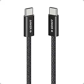 Anker Zolo Cabo USB-C para USB-C (tipo C), 240W de Carregamento Rápido, Trançado e Livre de Sujeira, Conector Fino, para iPhone Série 17/16/15,Xiaomi,Samsung, MacBook (Preto, 1,0 m)
