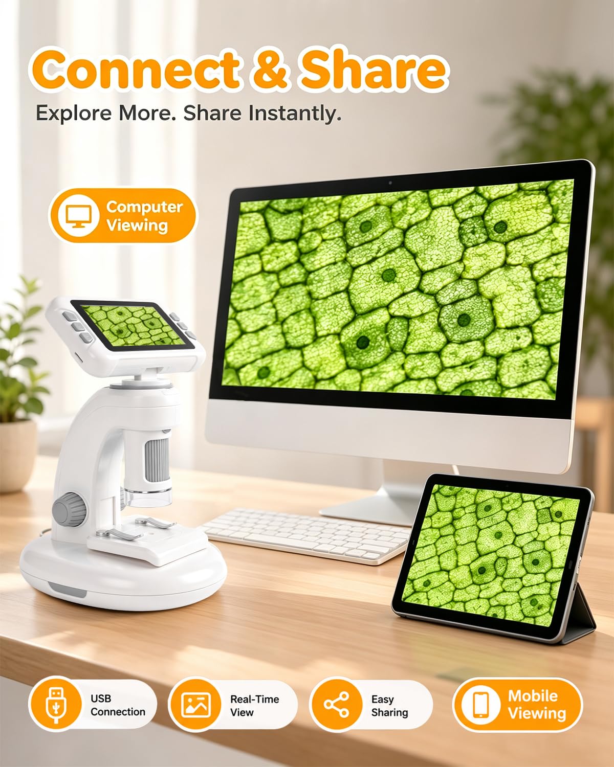 Microscopio 1800X, schermo HD da 4,0 pollici con foto e video (A)