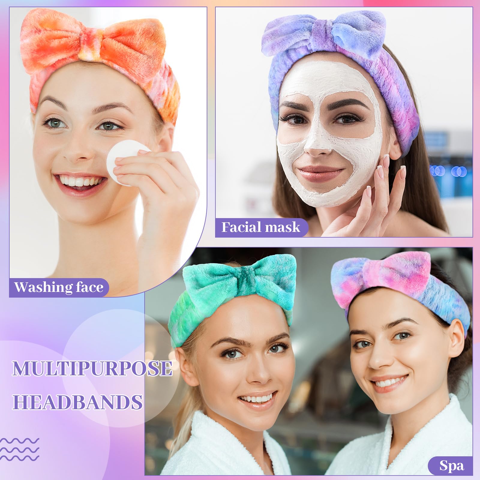 Riceshoot 24 fasce elastiche per la cura della pelle, in microfibra, per il lavaggio del viso, accessori per capelli, per donne e ragazze, regalo per doccia
