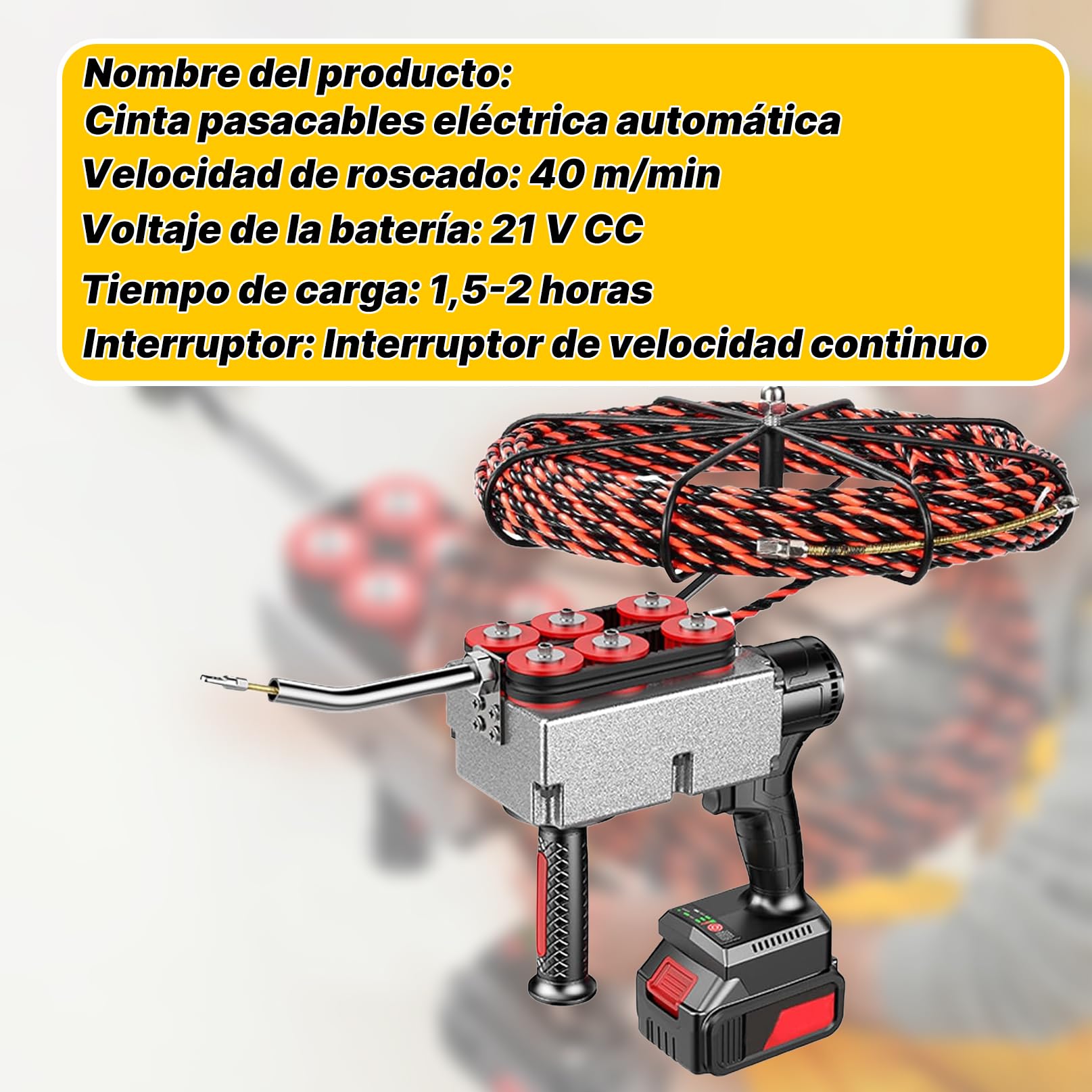 Pasacables Electrico,Tiracables EléCtrico InaláMbrico,TraccióN en 6 Ruedas,TraccióN SúPer Fuerte,Ahorrando Tiempo para ComunicacióN de Redes HidroeléCtricas ConstruccióN(1bateríA)