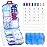 14 GRIDS Travel Pill Organizer Box with Labels - Travel Medicine Case Kit - Pocket Daily Pharmacy Container - Travel Medication Holder Dispenser for Fish Oil Vitamin Supplement Storage - Clear Blue