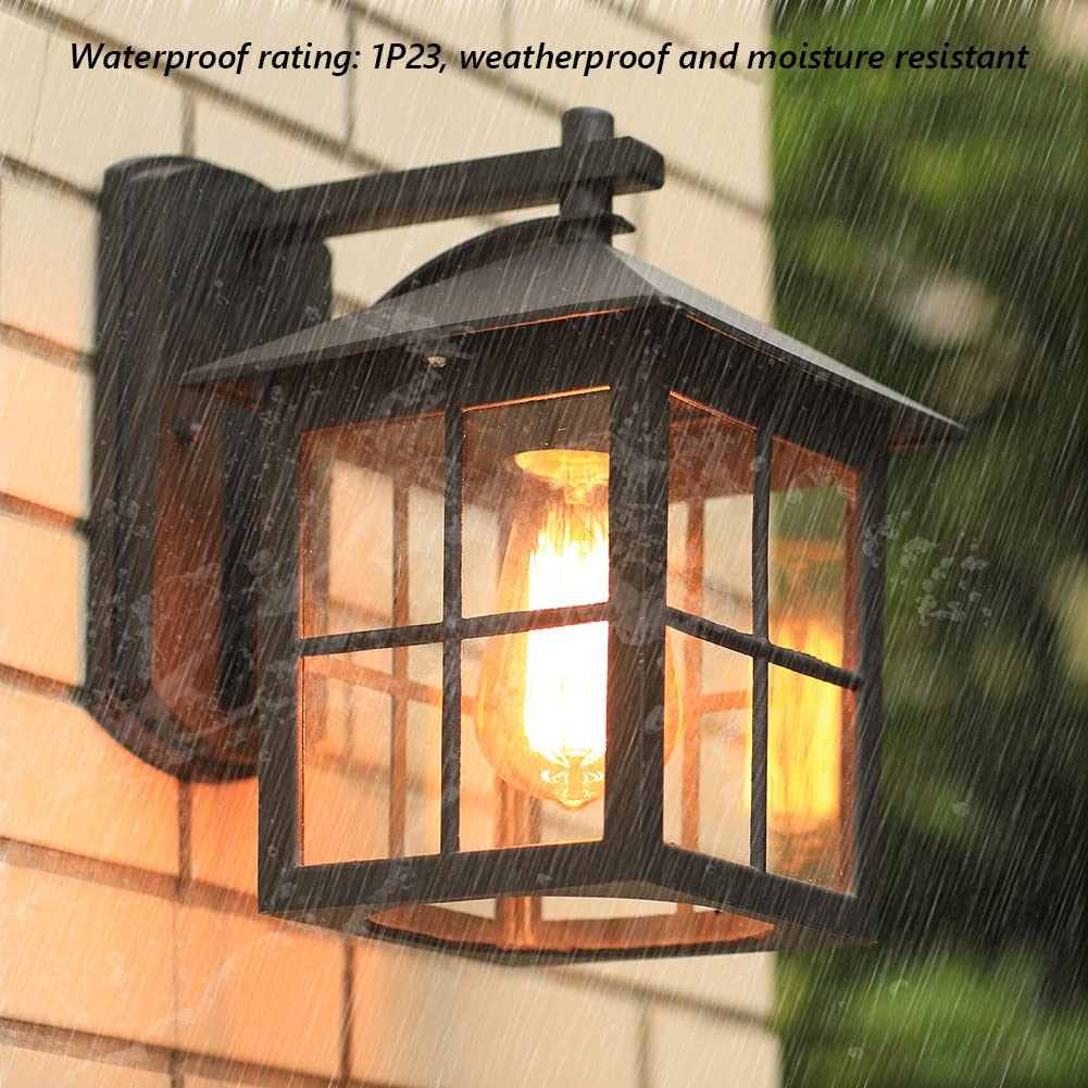 Außen Vintage Wandleuchten 10.4 "H Wasserdicht Schwarz Wandhalterung Porch Lights Europäische Wandleuchte Außenwandlaterne für Garageneinfahrt Bauernhaus Restaurant
