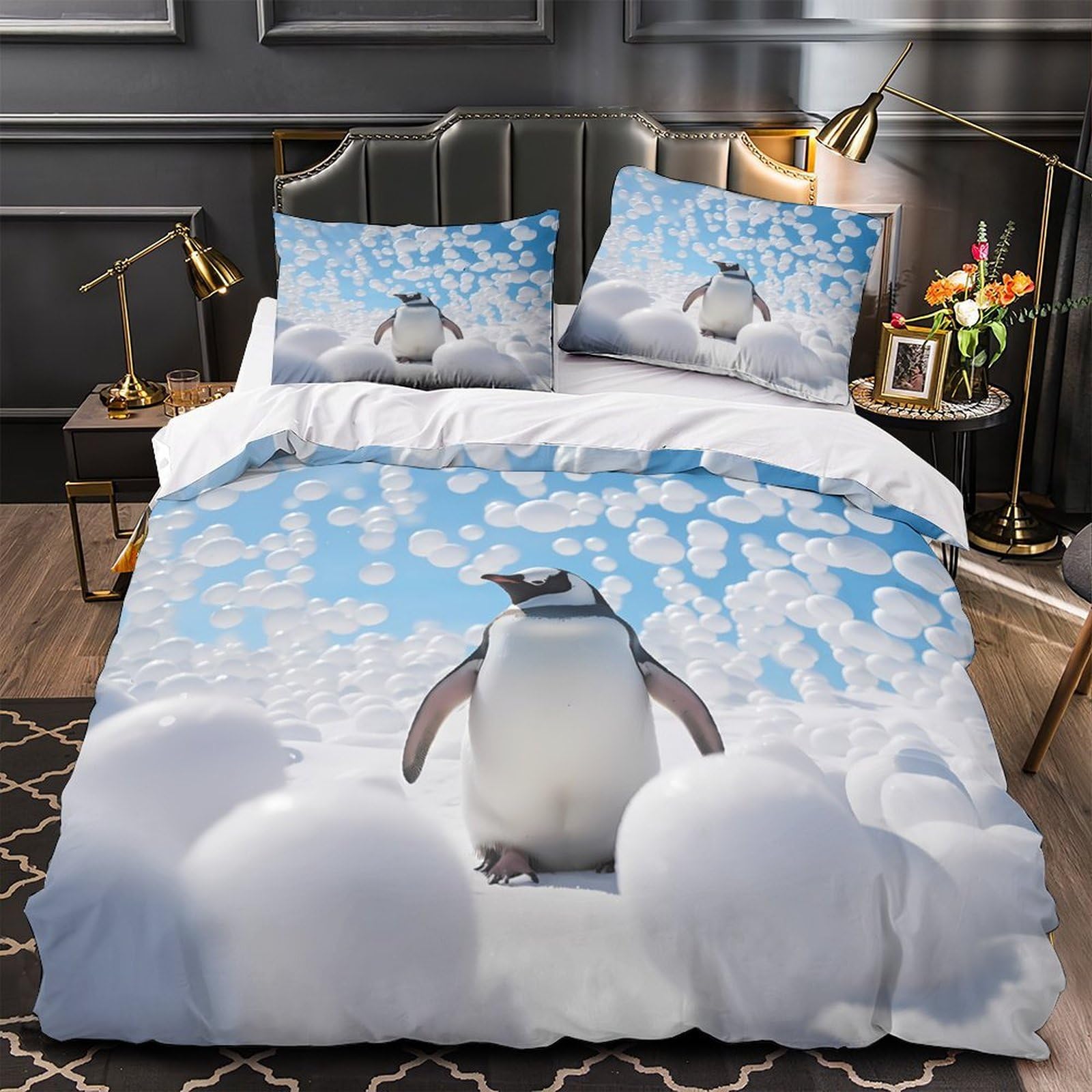 Parure de Lit Plumes de Paon Bleue, Housse de Couette Luxe en 3D