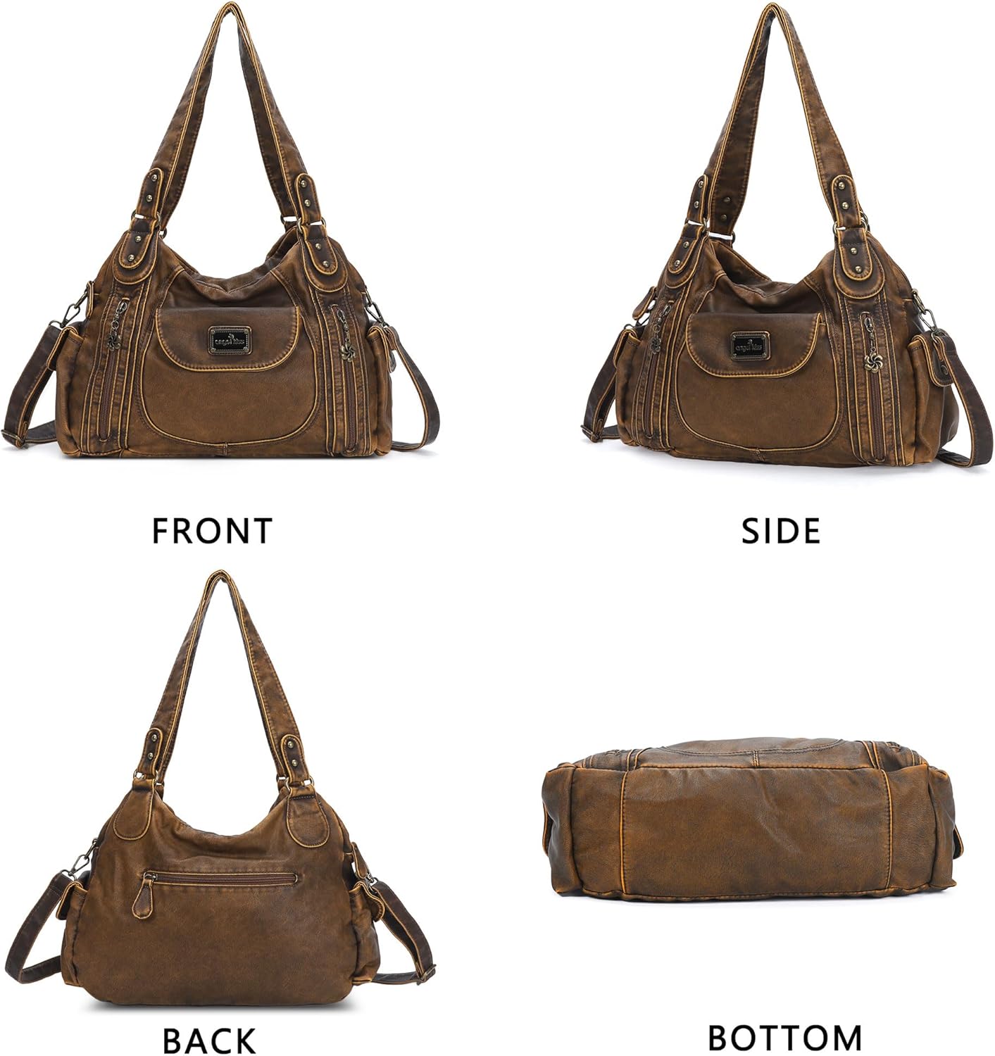 Angel Kiss Purses for Women, Large Shoulder Bag Hobo Tote Purse Mutipocket Faux Leather Satchel Hobo Purse - Image 7