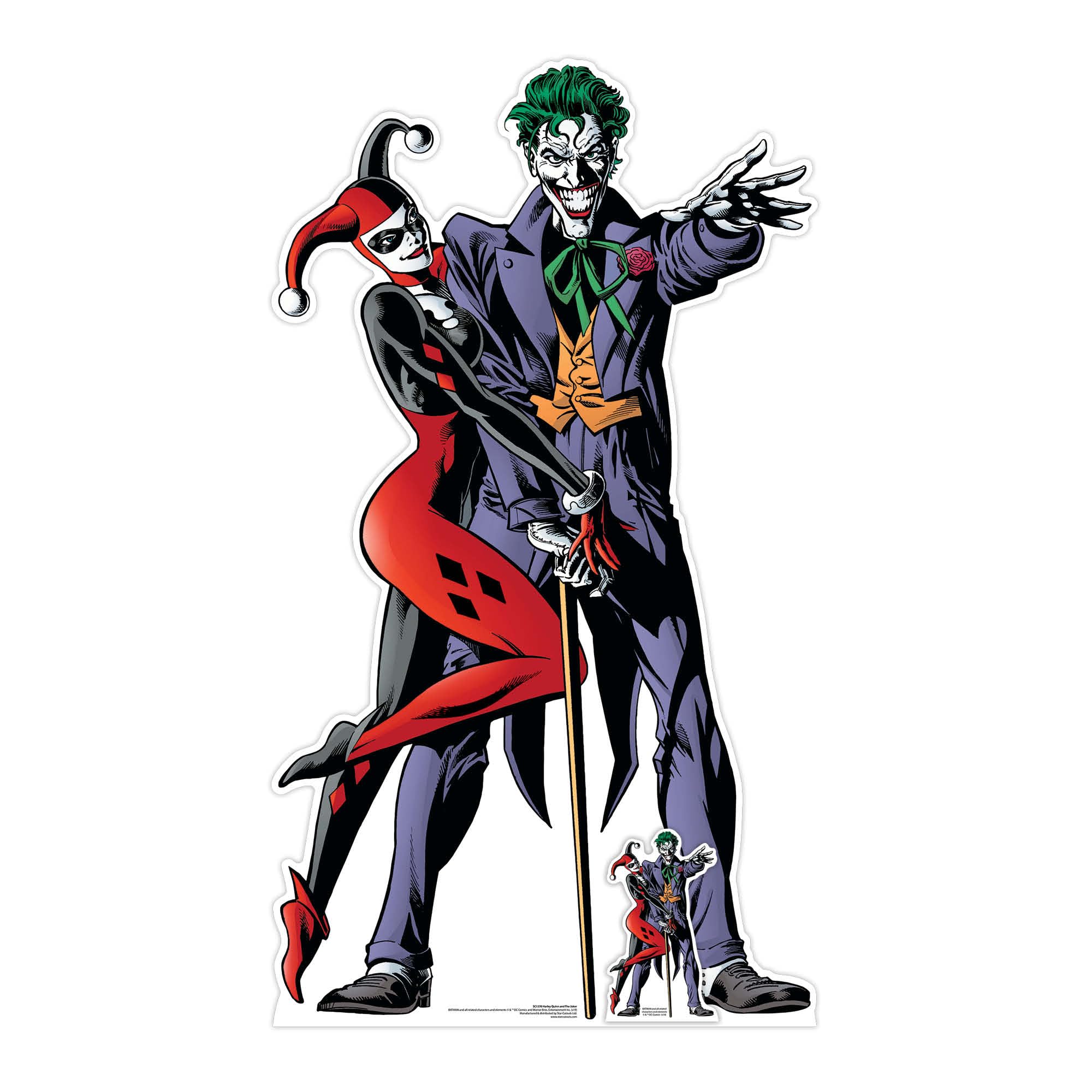Harley Quinn and The Joker Classic Comic Style Cardboard Cutout with FREE Mini