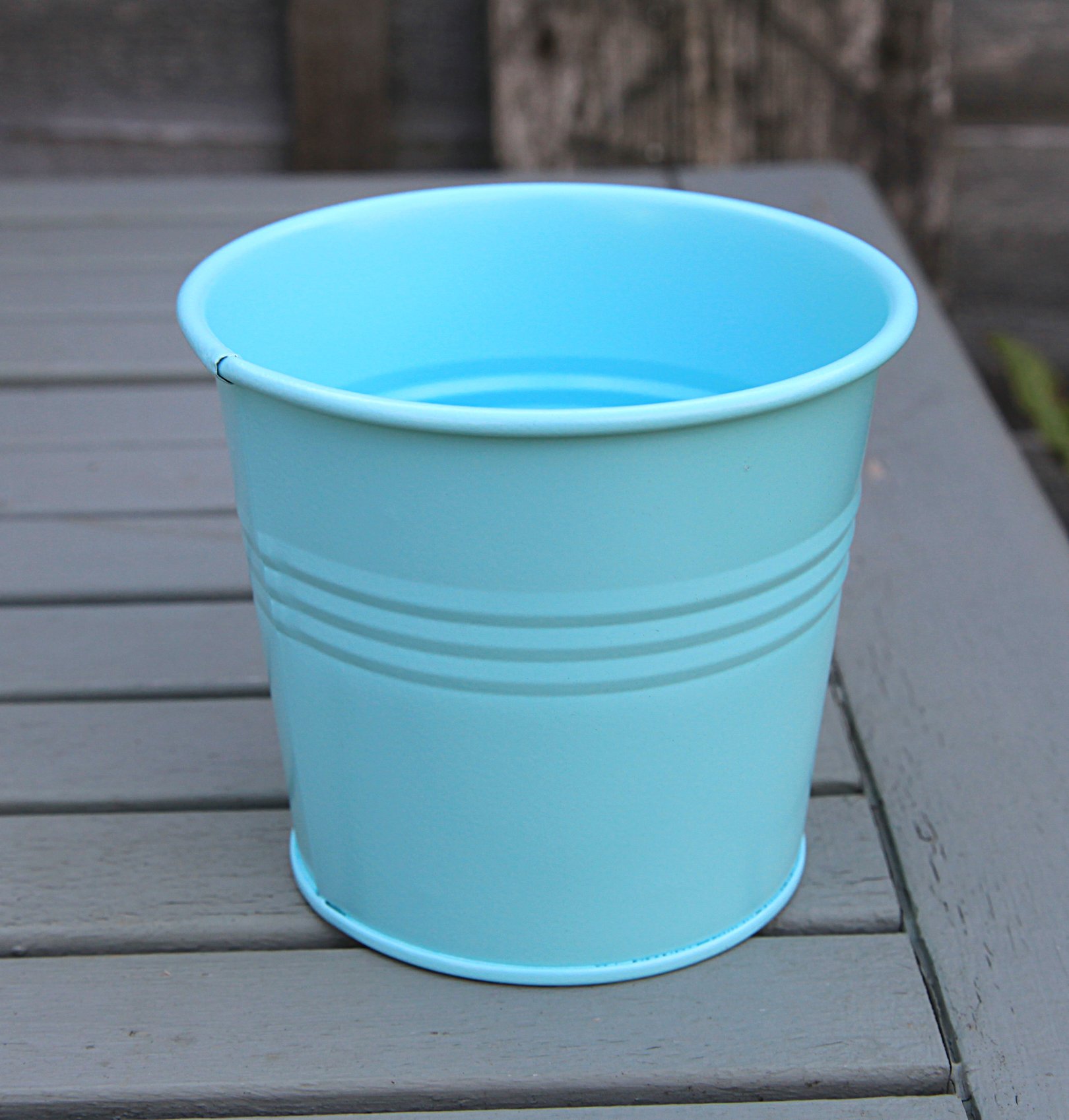 Spring Life Light Turquoise Blue 13Cm Metal Tin Herb Flower Pot Planter Sweet Tree No Handle