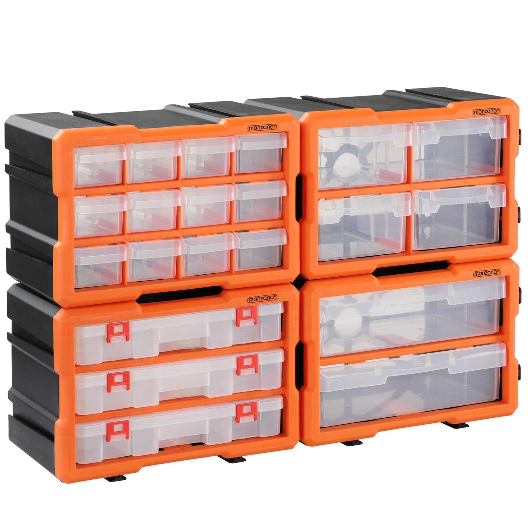 MONZANA® 72 Compartment Multi Drawer Organiser with Adjustable Dividers - 21 Plastic Storage Drawers Multi Tool Box Organiser - Ideal for DIY Tool Bits, Fishing Tackle, Fixings & Accessories