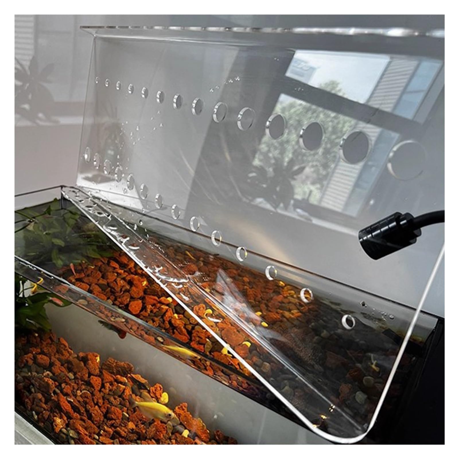PEYNIR Coperchio Acquario Dimensioni Personalizzate Coperchio per Acquario, Lastra in Acrilico Trasparente Tettuccio per Acquario, Casa Veranda Copertura Anti-Salto dei Pesci(L40xW20cm/15.7x7.9in)