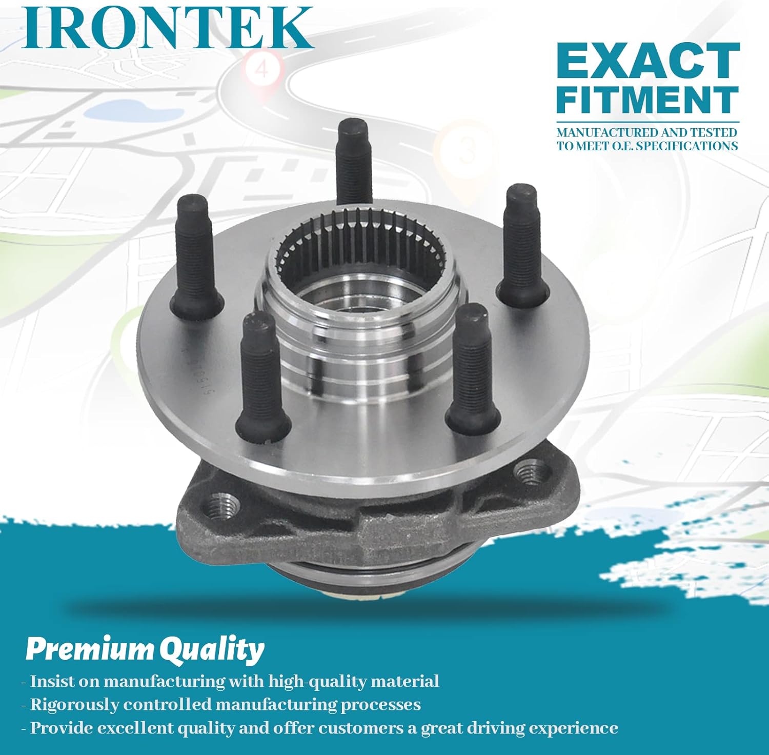 IRONTEK 515026x2 Front Wheel Hub & Bearing Assembly 5 Lugs fit for Ford 1998-2000 Ranger, for Mazda (1998-2000 B3000/ 1998-2000 B4000) 2 PCS W/ABS