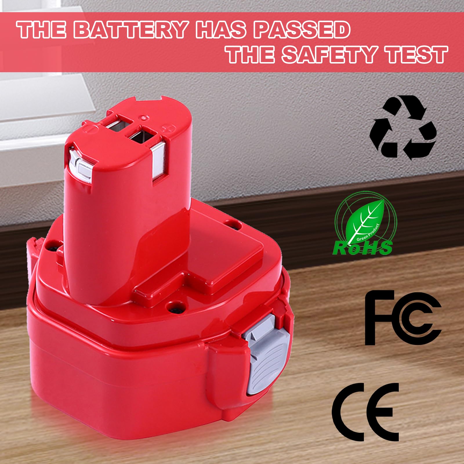 2X12V 3.6Ah Baterías Ni-MH Reemplazar para Makita 12V Batería PA12 1220 1222 1233 1234 1235 1235F Herramientas Eléctricas (Rojo)