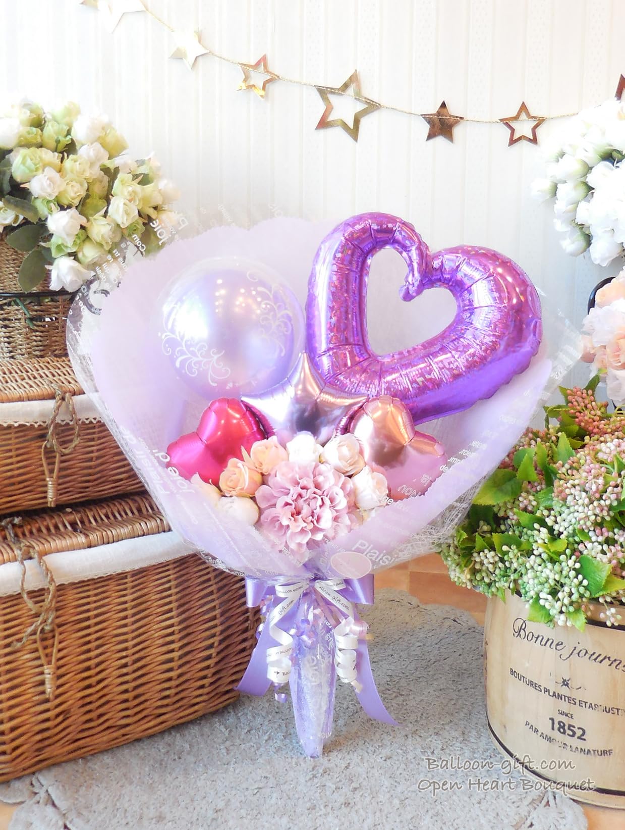 Amazon | バルーンの花束型ブーケ 〜オープンハートブーケ〜 (3 紫