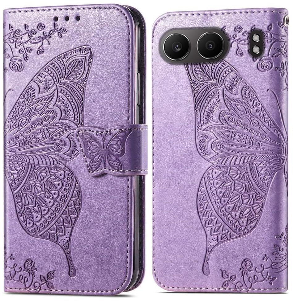 Image of ClickCase Butterfly Series for OnePlus Nord 4 5G Leather Embossing Wallet Flip Case Kick Stand Magnetic Closure Flip Cover for OnePlus Nord 4 5G (Purple)