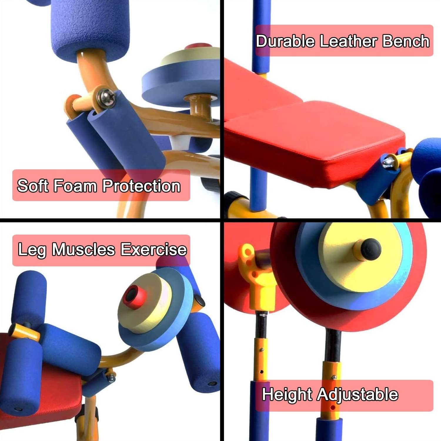 Juego de prensa de banco de entrenamiento ajustable para niños, equipo de entrenamiento de fuerza para gimnasio en casa, adecuado para escuelas y ejercicios divertidos