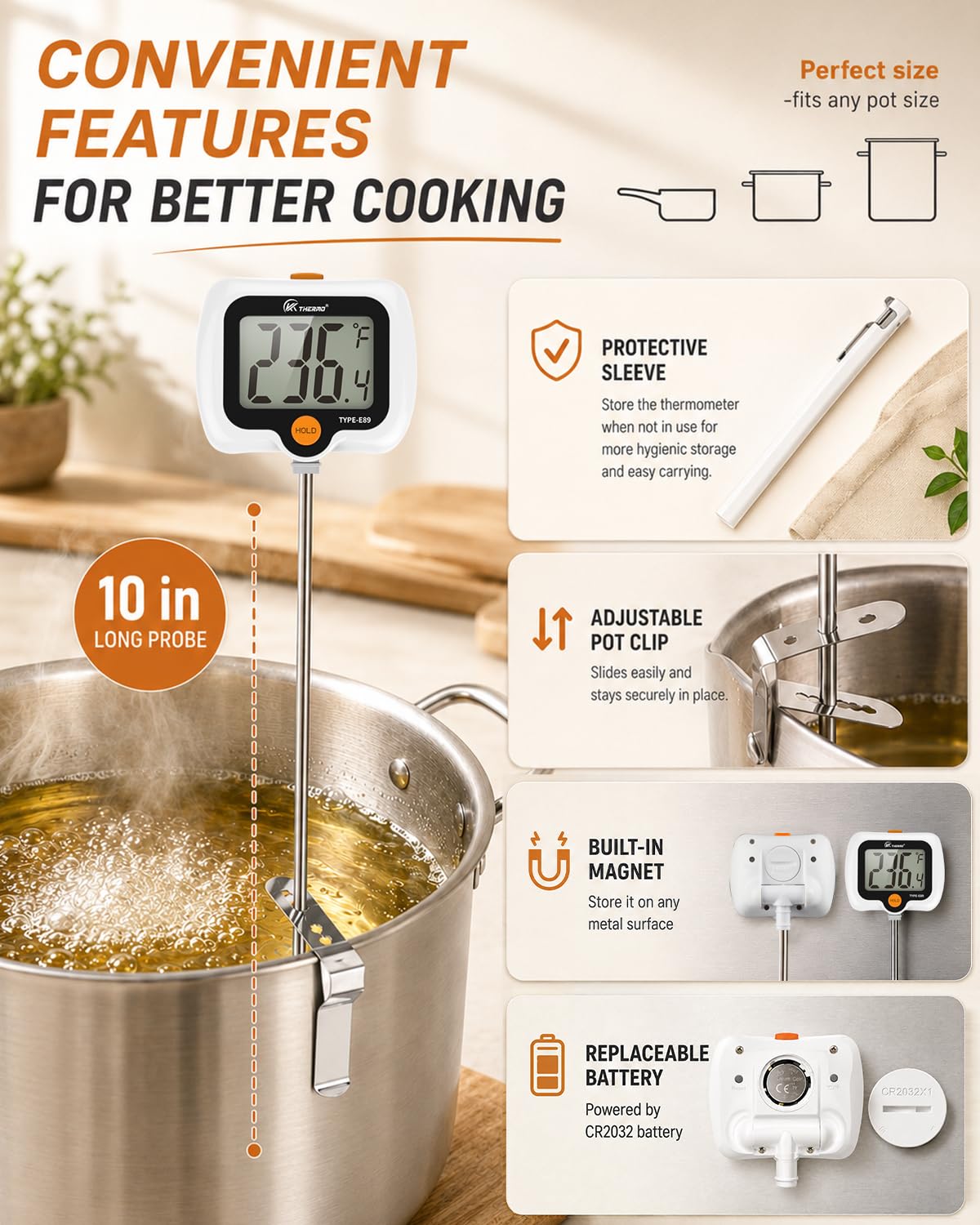 Digitales Süßigkeitenthermometer für Küche, Kochen und Süßwaren