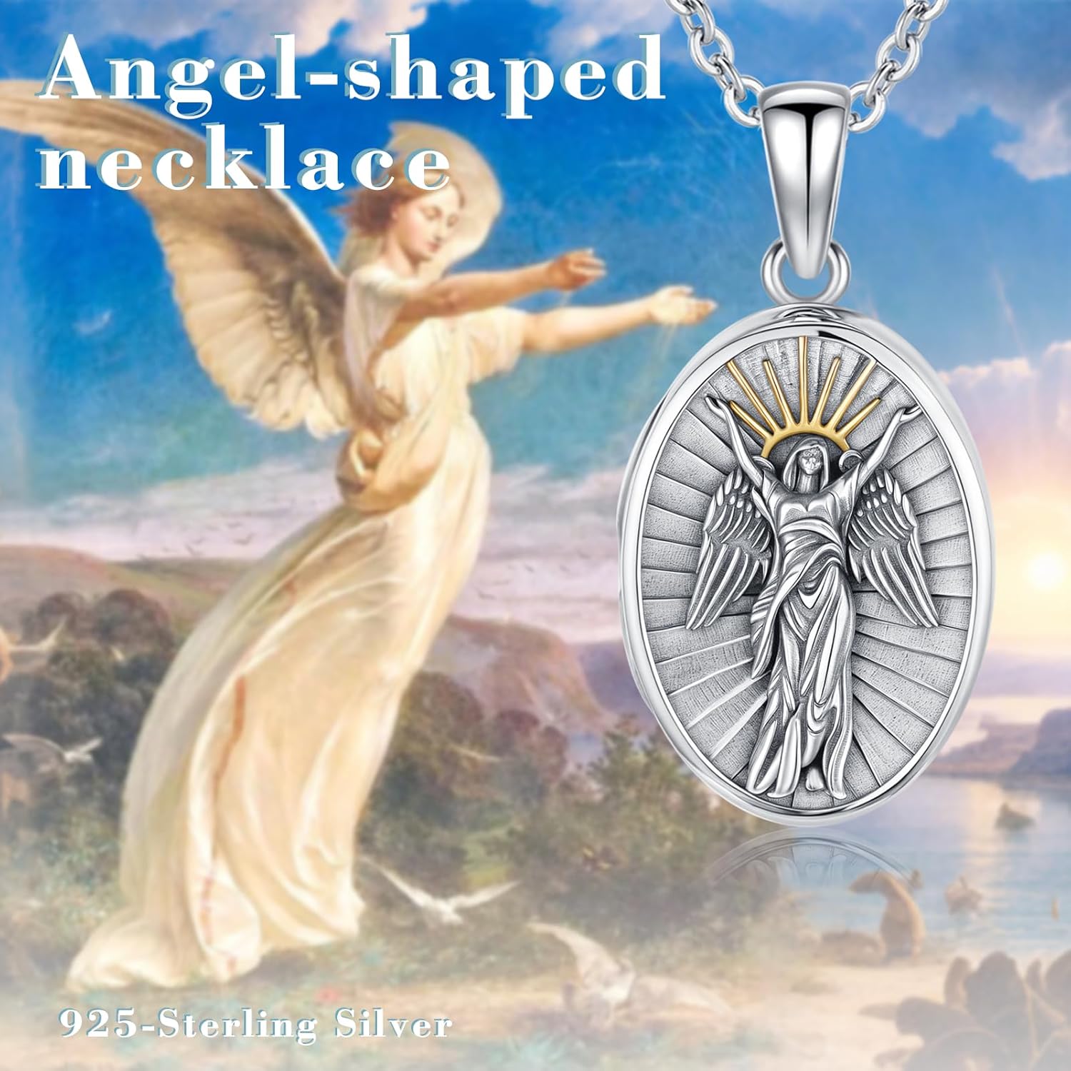Guardian Angel/St Michael Necklace 925 Sterling Silver Christian Religious Patron Saint Medal Necklace Jewelry Gifts for Women