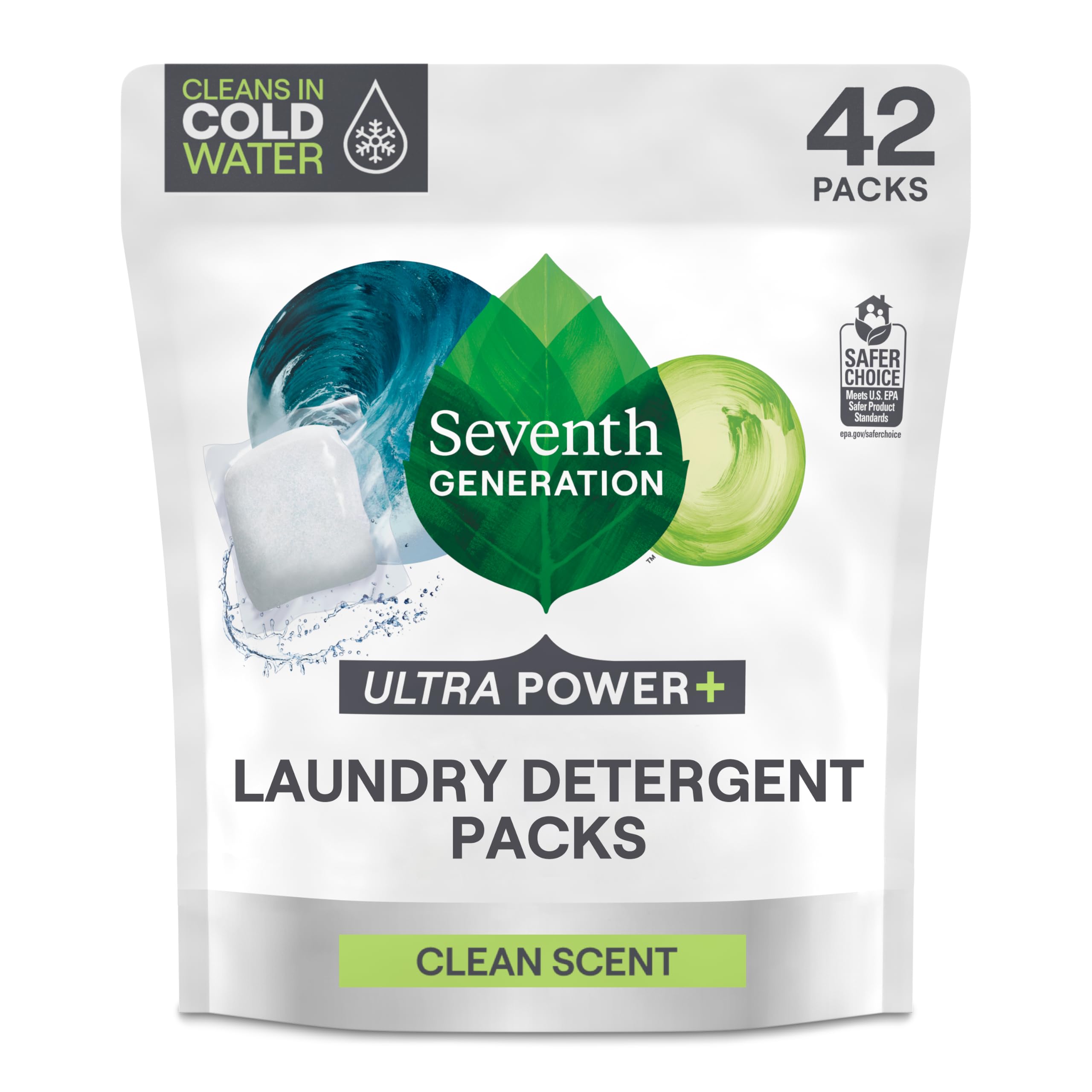 Seventh Generation, Waschmittelpackungen Ultra Power Plus, 42 Stück, 840 ml