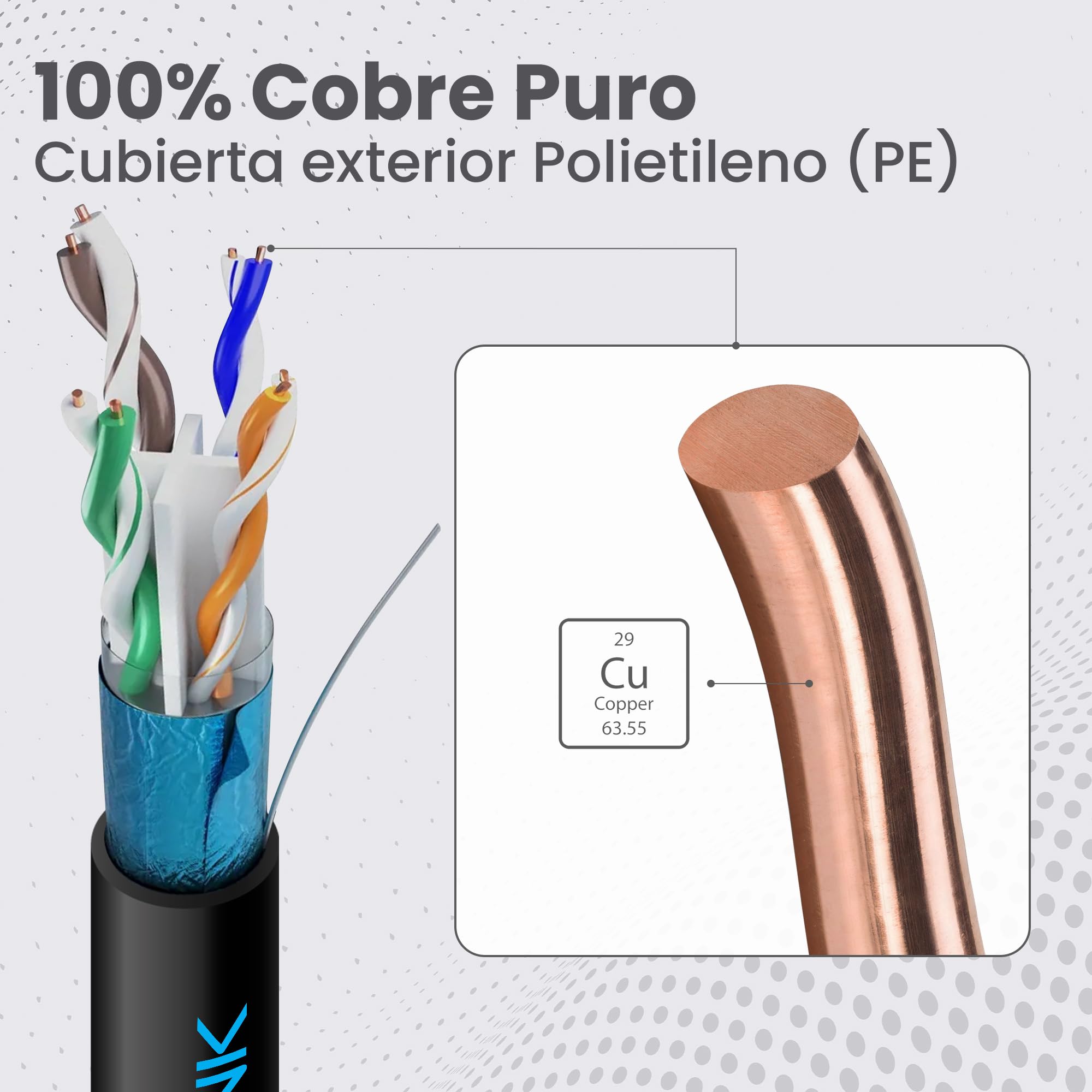 EXTRALINK Cable Ethernet 305M CAT6 para exteriores, Cable Red LAN – 100% cobre, F/UTP apantallado, compatible con PoE, UV resistente, con funda exterior de PE duradera y resistente a la intemperie