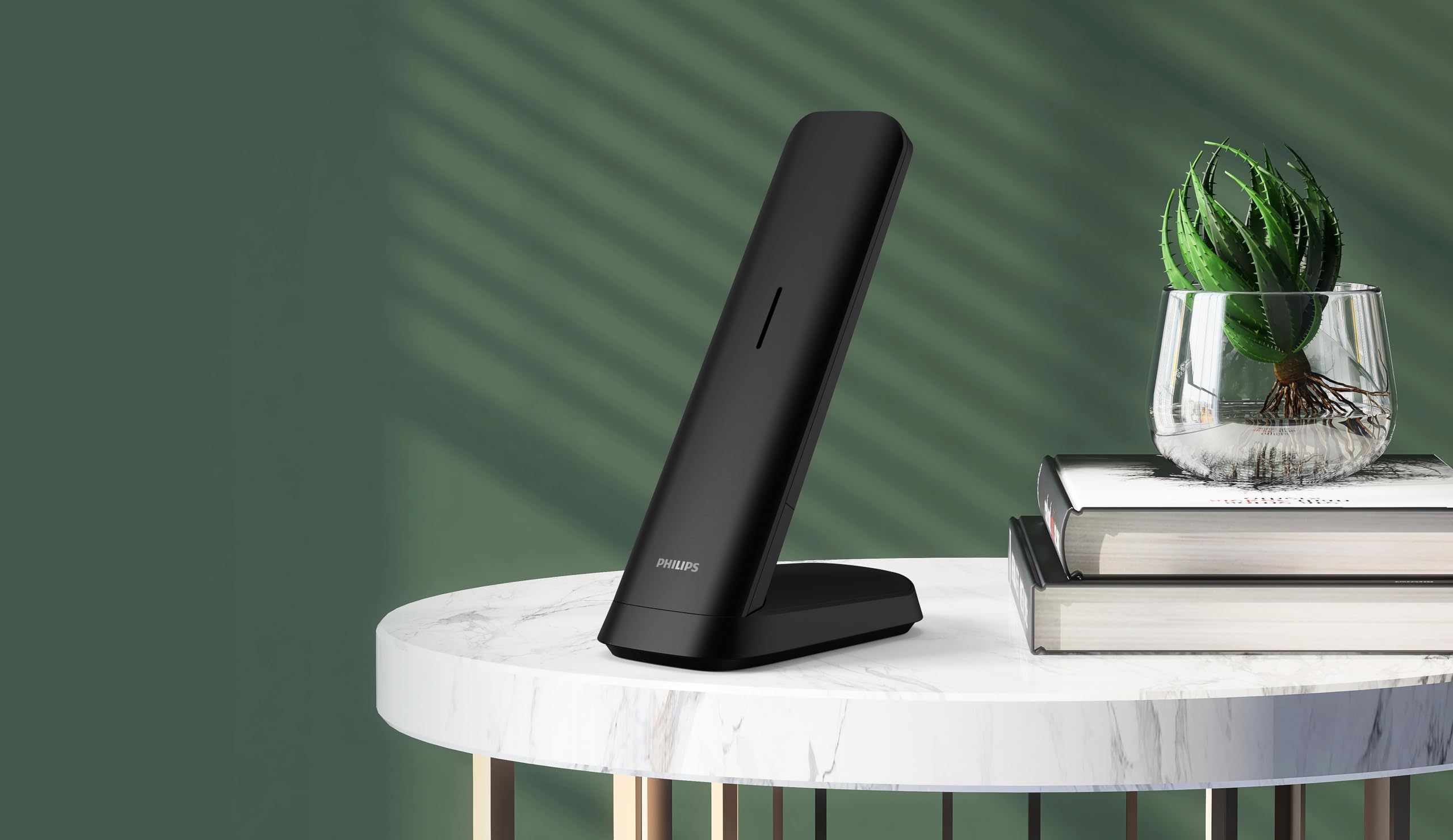 Philips schnurloses Festnetztelefon M4751B mit Anrufbeantworter, Display mit Hintergrundbeleuchtung, Freisprecheinrichtung, Anrufsperre, ECO-Modus, 14 Stunden Sprechzeit, Wandmontage