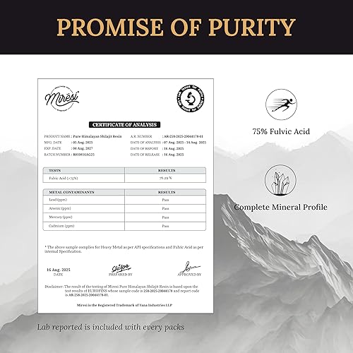 Miniatura 9 de Miresi Resina Shilajit para hombres y shilajit para mujeres - Auténtico Shilajit de grado dorado  Más de 85 minerales traza y ácido fúlvico  Apoya