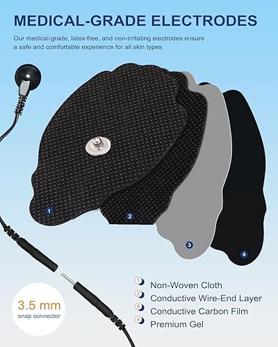 Miniatura 2 de Brilnurse TENS, 24 almohadillas de electrodos para unidades Decenas, reutilizables, de larga duración, autoadhesivas, no irritantes, con conector