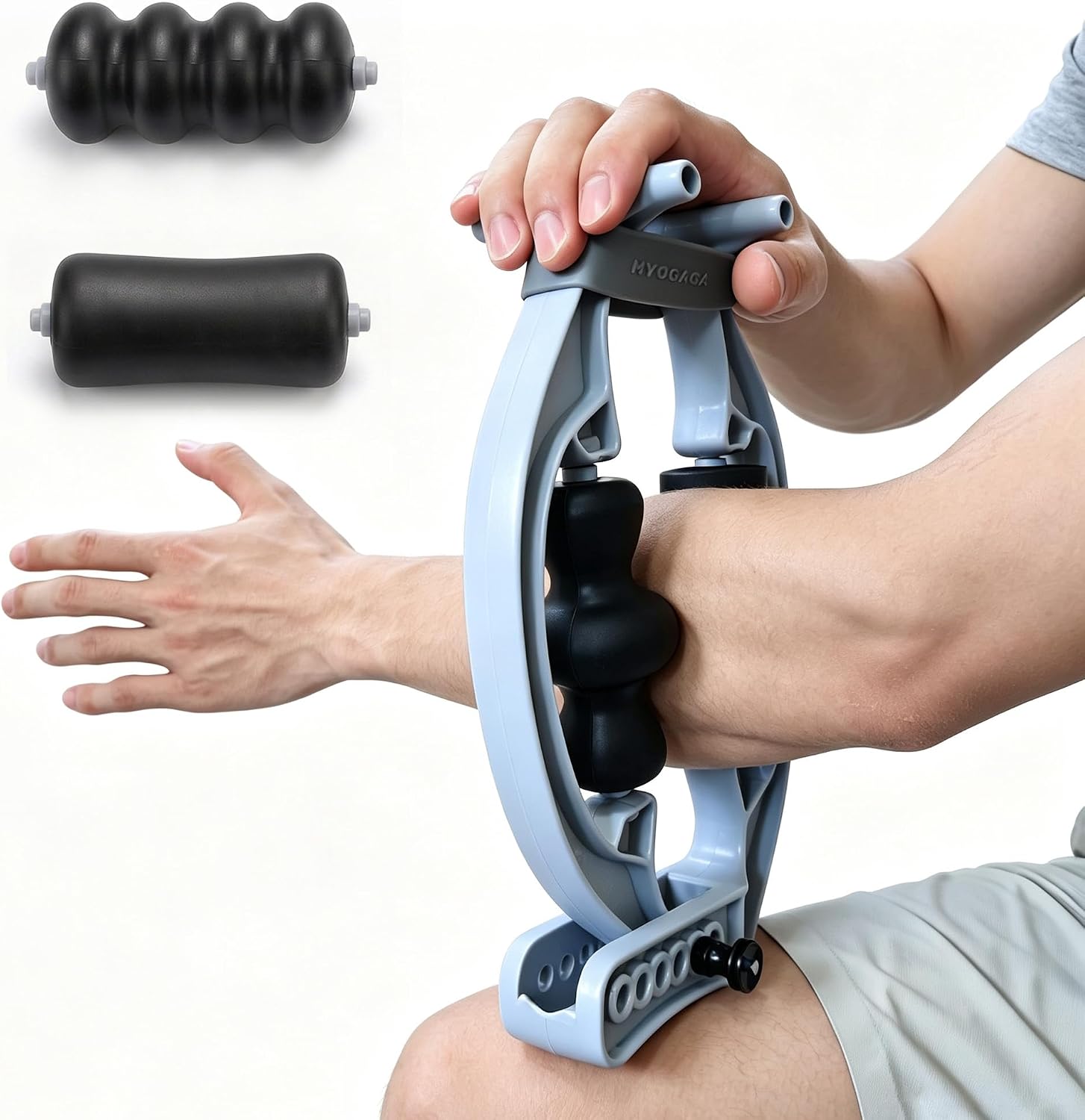 Dual Roller Arm Massager for Forearm & Wrist Muscle Relief - Adjustable Handheld Roller for Deep Tissue Massage & Trigger Point Therapy - Self-Recovery Tool for Arms, Calves, and Thighs