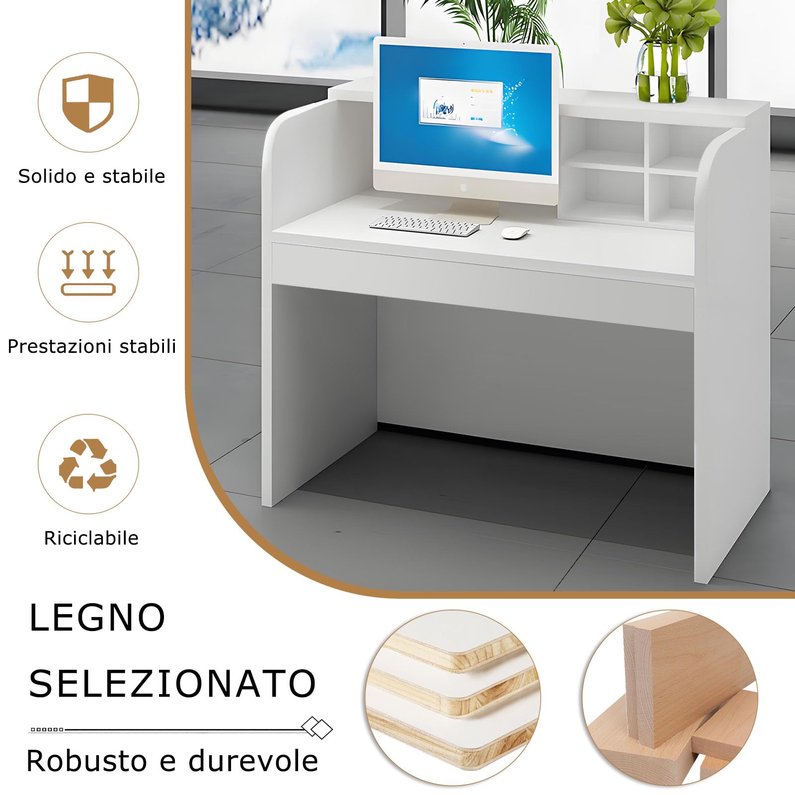 Nowoczesne czarne drewniane biurko recepcyjne 120 x 50 x 110 cm do biur, sklepów, salonów - współczesny design stylowe meble recepcyjne idealne dla firm