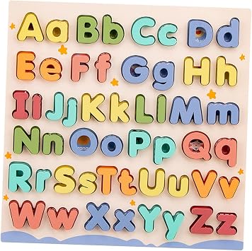 Children Wooden Abc Puzzle Alphabet Number Matching Puzzle Upper Case and Lower Case Letters Learn Alphabet for Ages 3+ Years Old Boys Girls