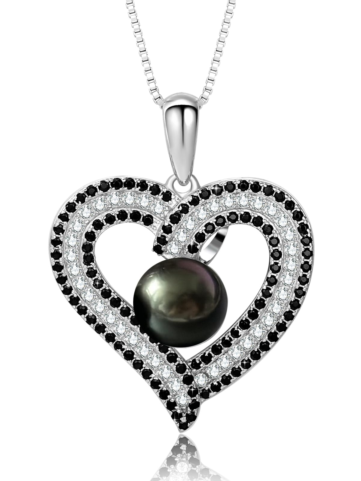 Aniversario Regalos de para mujer collar de corazón de perlas negras de Tahití regalos de cumpleaños Navidad joyería fina regalos para el día de la madre día de San Valentín para ella