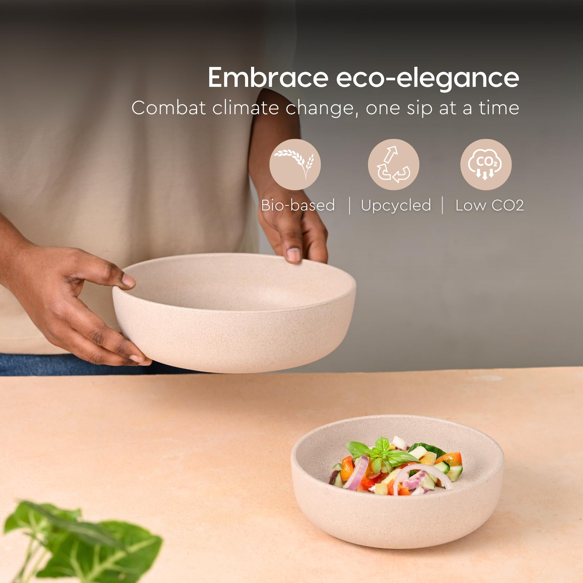 Eha Earth-Friendly Salad Bowls - Rice Husk & Bamboo -3