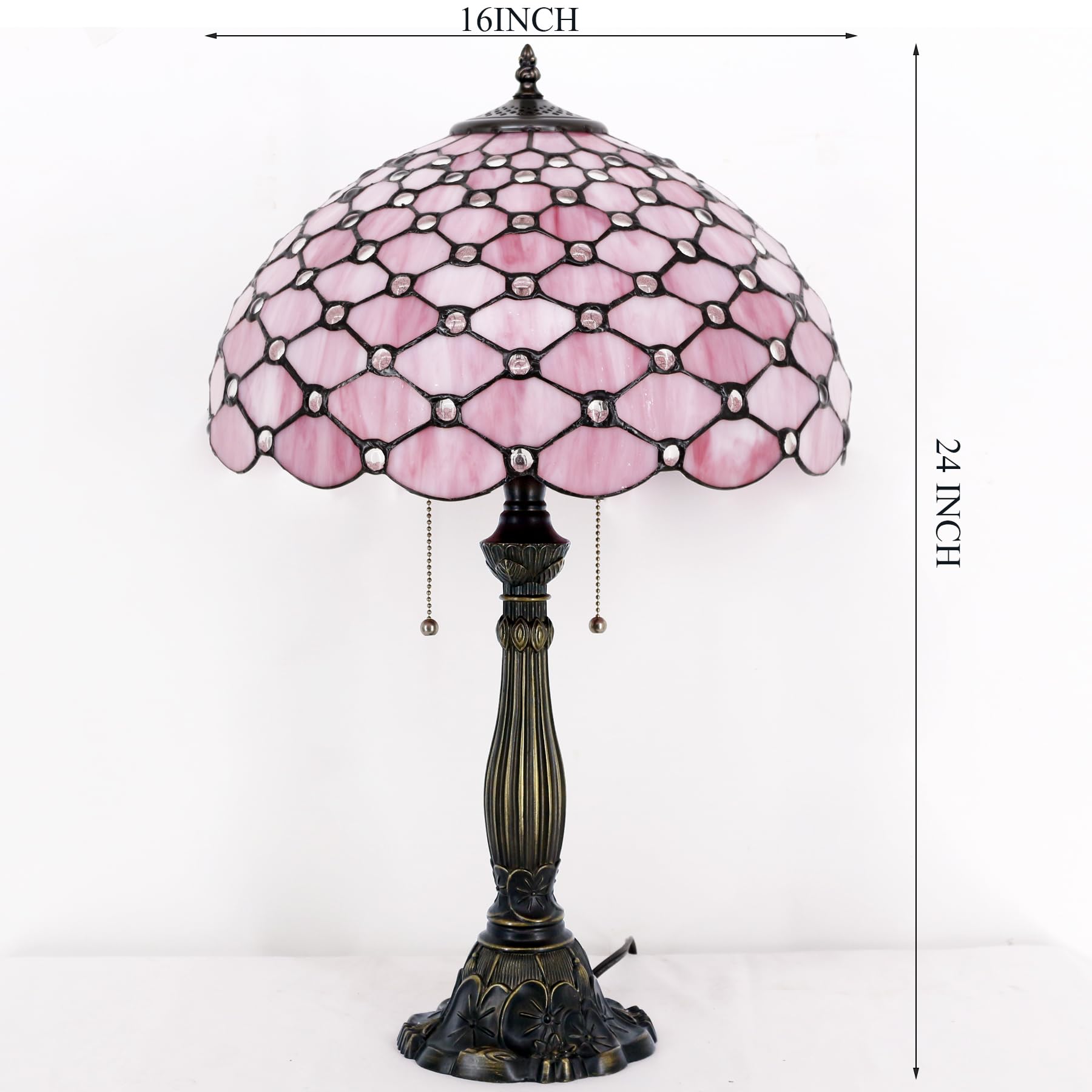 ティファニー　マググラス　ピンク WERFACTORY Tiffany Table Lamp Stained Glass Bedside Lamp 16X16X24