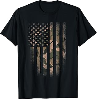 Camo American Flag USA Military Tactical Camouflage Desert T-Shirt Small
