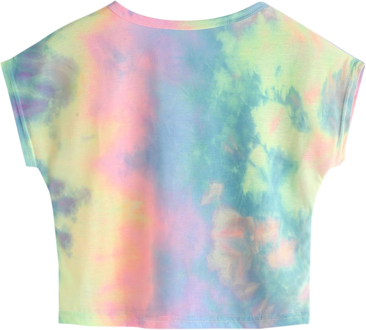 SweatyRocks Women's Tie Dye Round Neck Slim Fit Short Sleeve Crop Top T-Shirt - Image 2