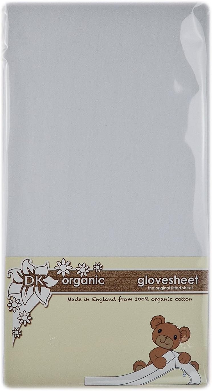 DK Glovesheets 100% Organic Cotton Fitted Small Travel Cot Sheet (White, 95x65cm) (2 Pack)