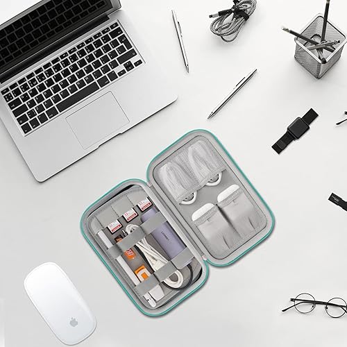 Miniatura 5 de Elonbo Organizador de cables de viaje duros, universal, pequeño, accesorios electrónicos, estuche de transporte para cargadores, cables, adaptador