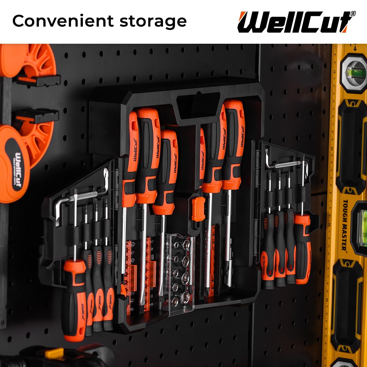 WELLCUT WC-RSD63 Jeu de 63 tournevis à cliquet de précision et poignée antidérapante et embouts magnétiques en acier robuste dans un étui portable pour bricolage et application professionnelle