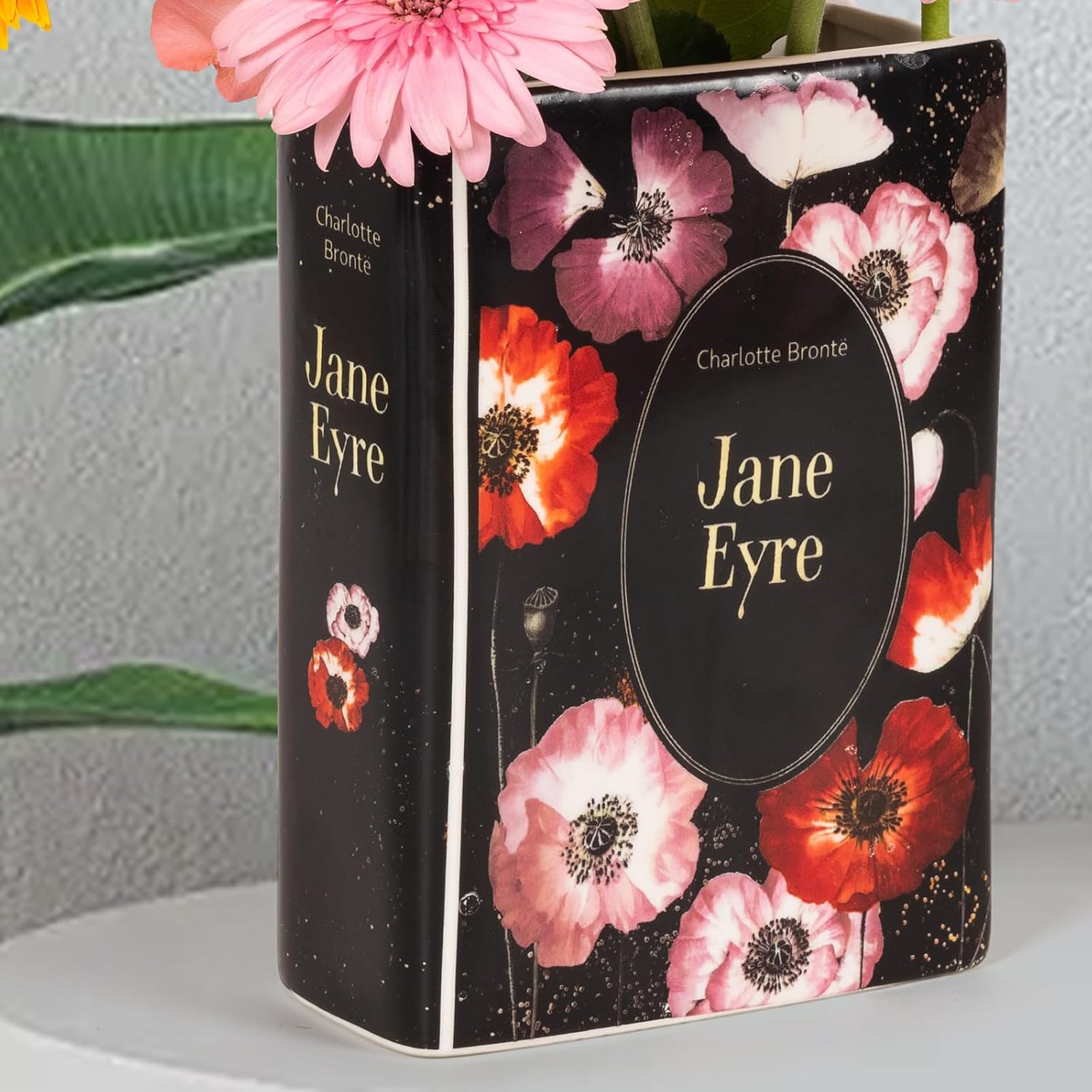 Book Vase, Ceramic Flower Vase Modern Decorative Home Decor Gift Idea Unique Bookshelf Decor for Home, House Warming,Office， Dining Table，Living Room (Jane Eyre)