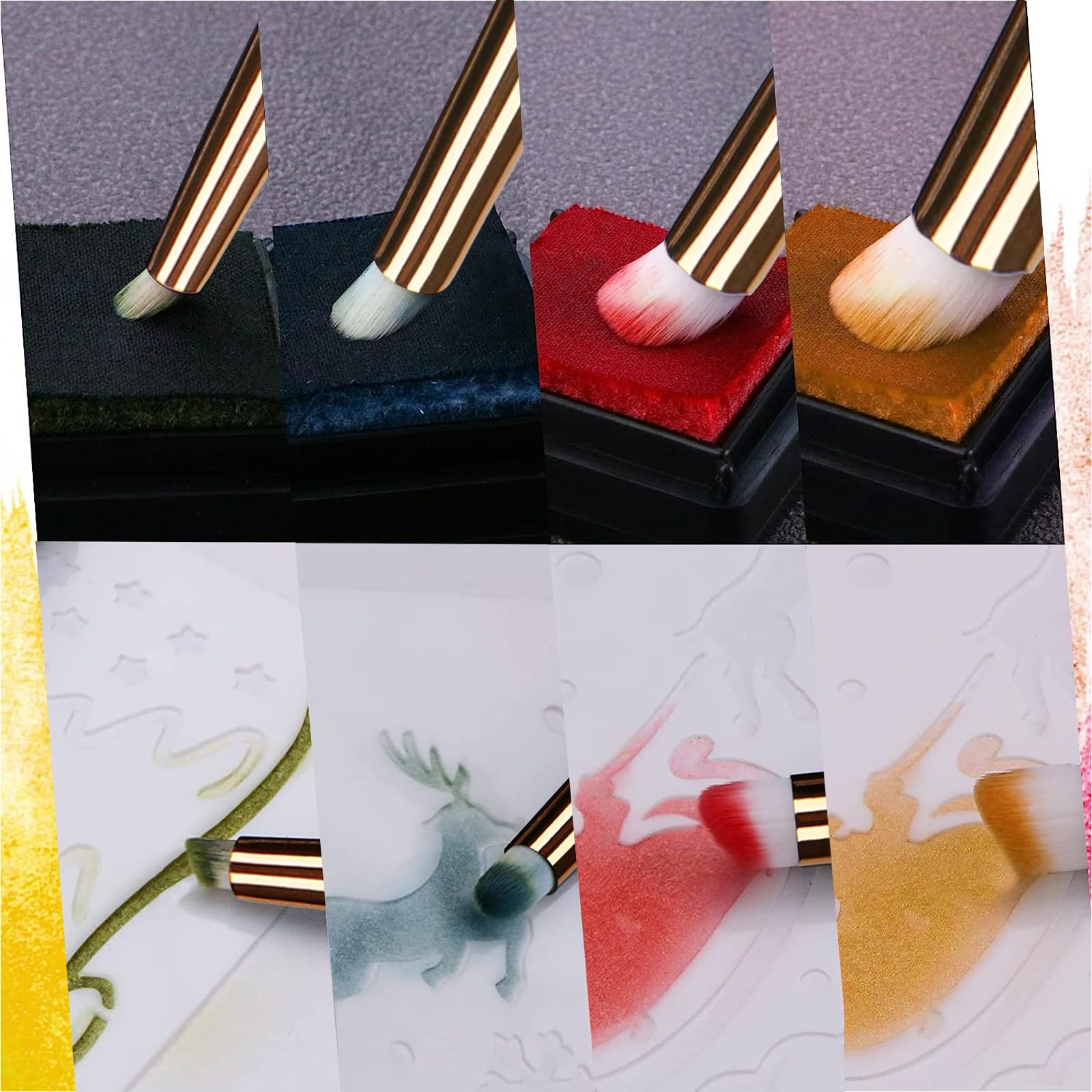 UNIMEIX Mini Blending Brushes For Card Making, Dry Miniature Painting Set, Background Blender Paint Brushes, Small Detailed Paint Brushes (4 Pack - View #4