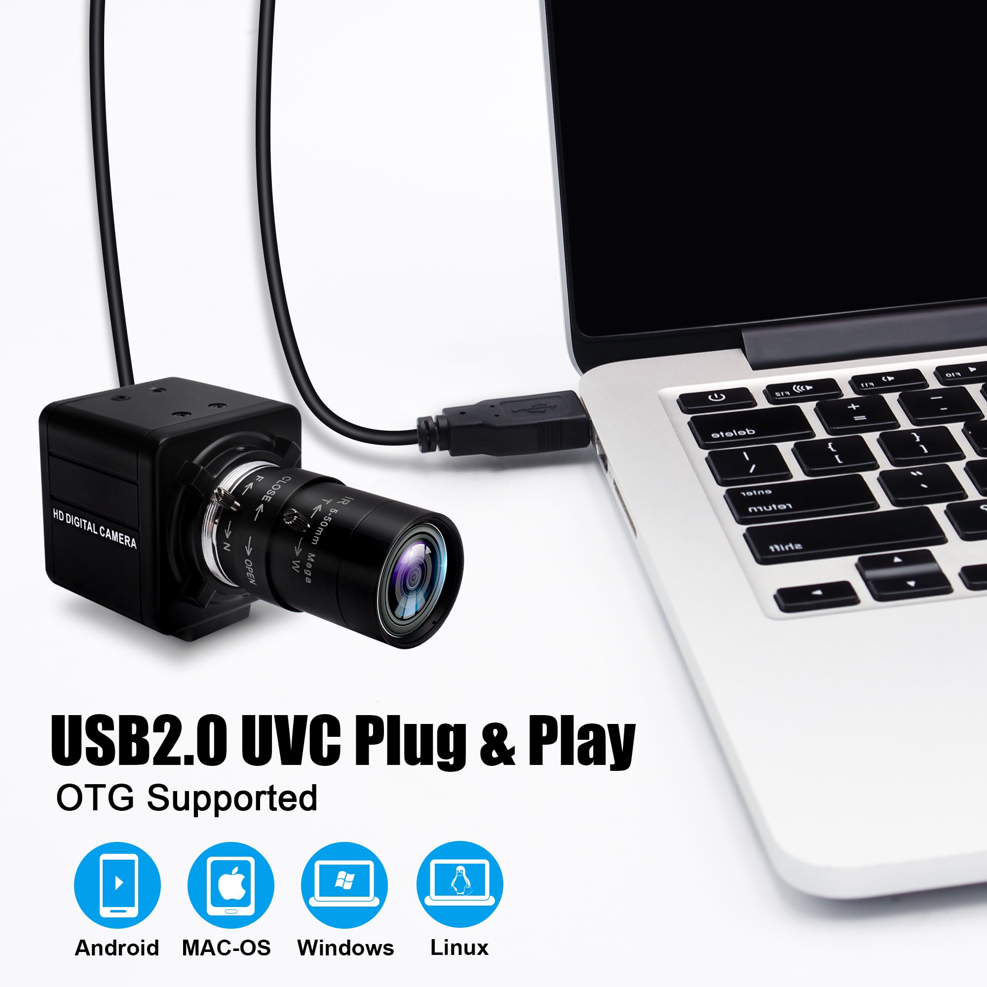 SVPRO 260fps High Speed Glof Swing Camera 1080P 60fps Manual Focus Computer Webcam With 5 50mm Lens 10x Optical Zoom Close Ups For Windows Linux Macos Android Raspberry Pi
