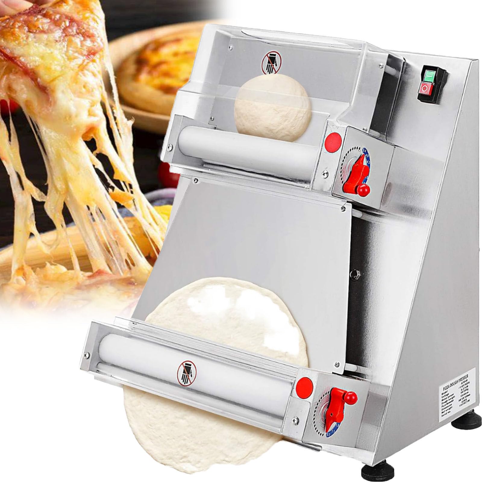 ylpddmm 370W Commercial Pizza Press, Electric Pizza Dough Roller Sheeter