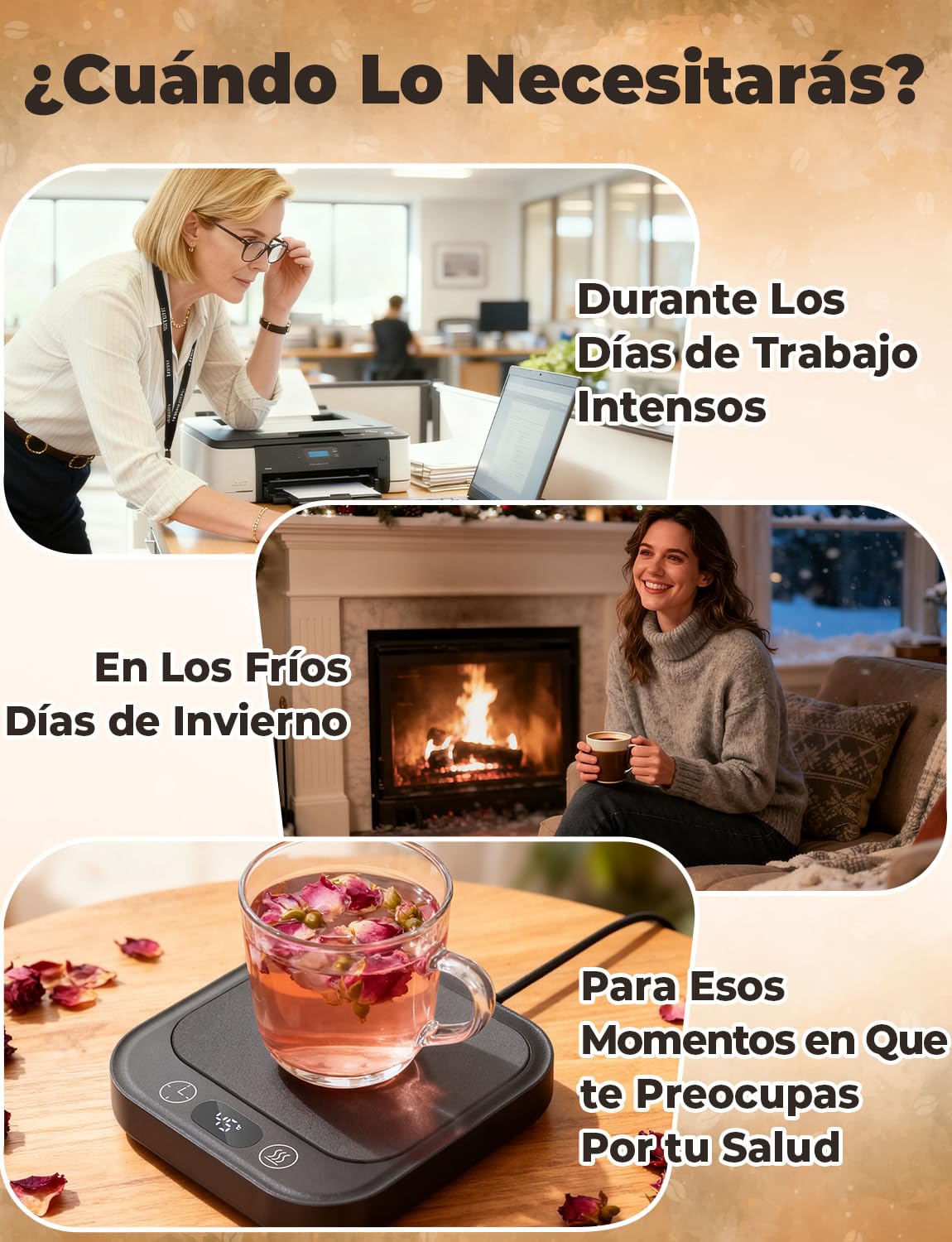 Calentador de Tazas de Café, Calentador Tazas con 4 Niveles Temperatura, Pantalla Digital, Función de Temporizador, Automático Después de 8 Horas, para Calentar Café/Leche/Cacao