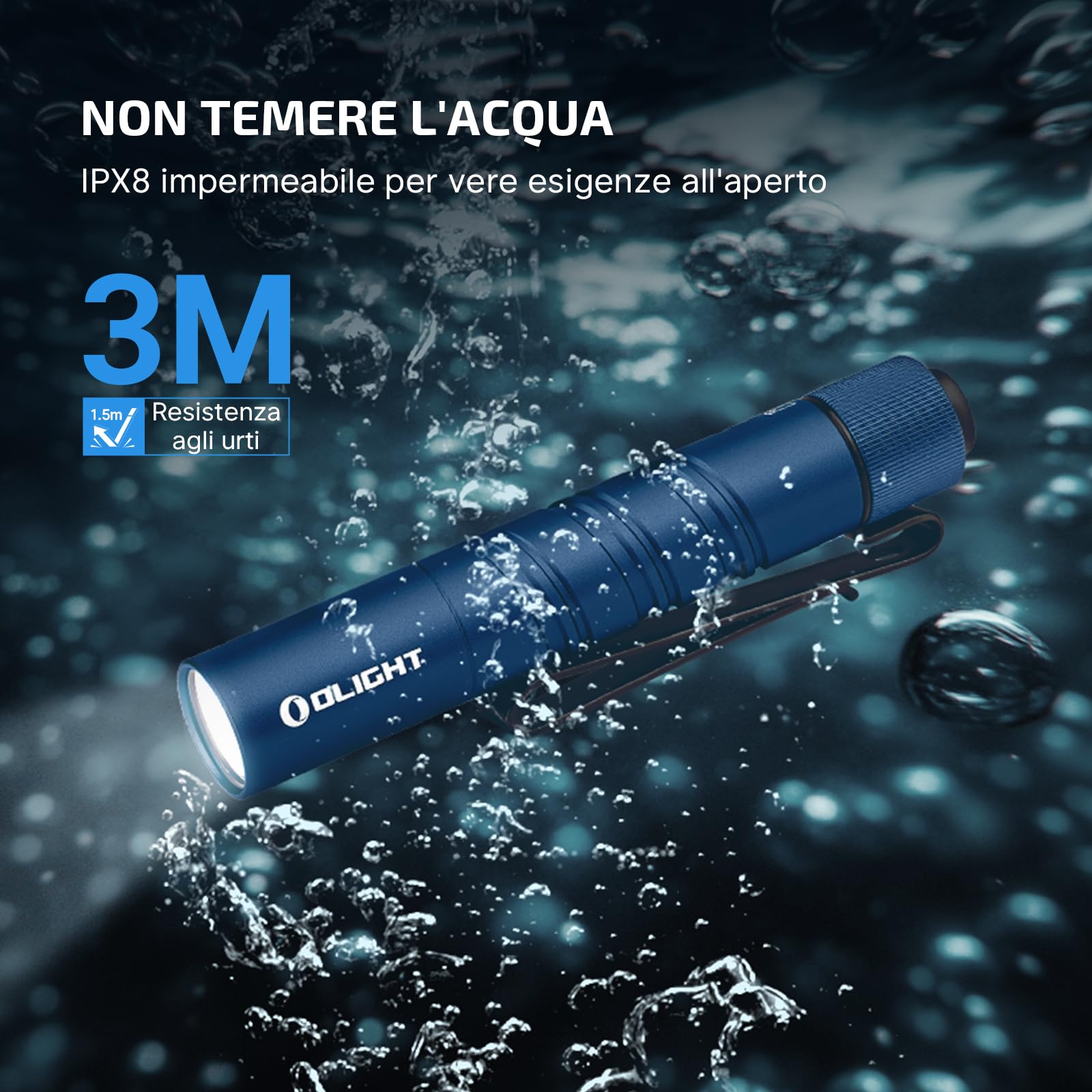 Torcia Olight I5R EOS Ricaricabile, 350 Lumen, LED, Nera, Con Batteria, Impermeabile IPX8