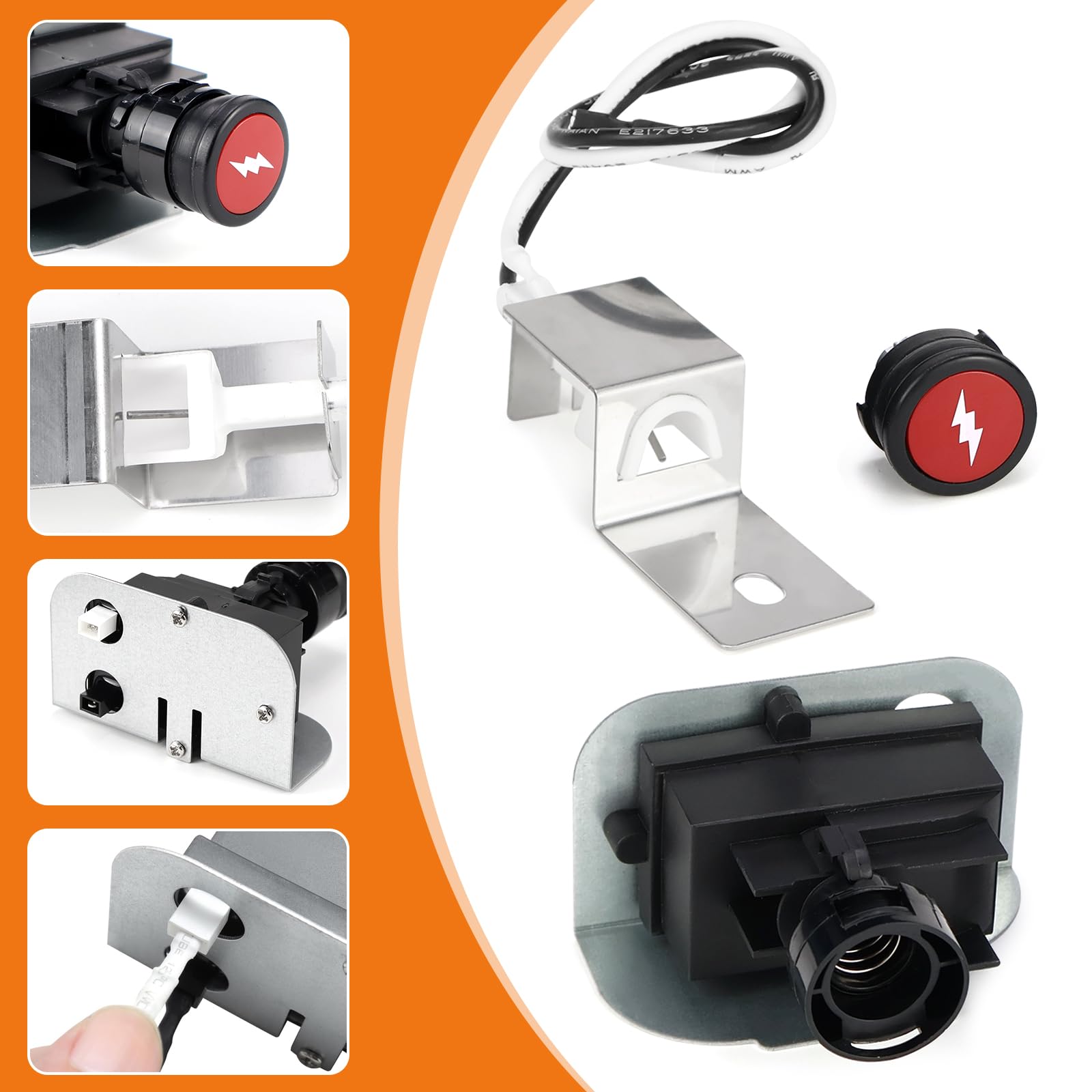 ELNLE Elektronischer Zünder-Kit Ersatz Für Weber Grill Q1200 Q220 80475 Gasgrill Ersatz Zündsatz, mit Vorderen Brennerknöpfen