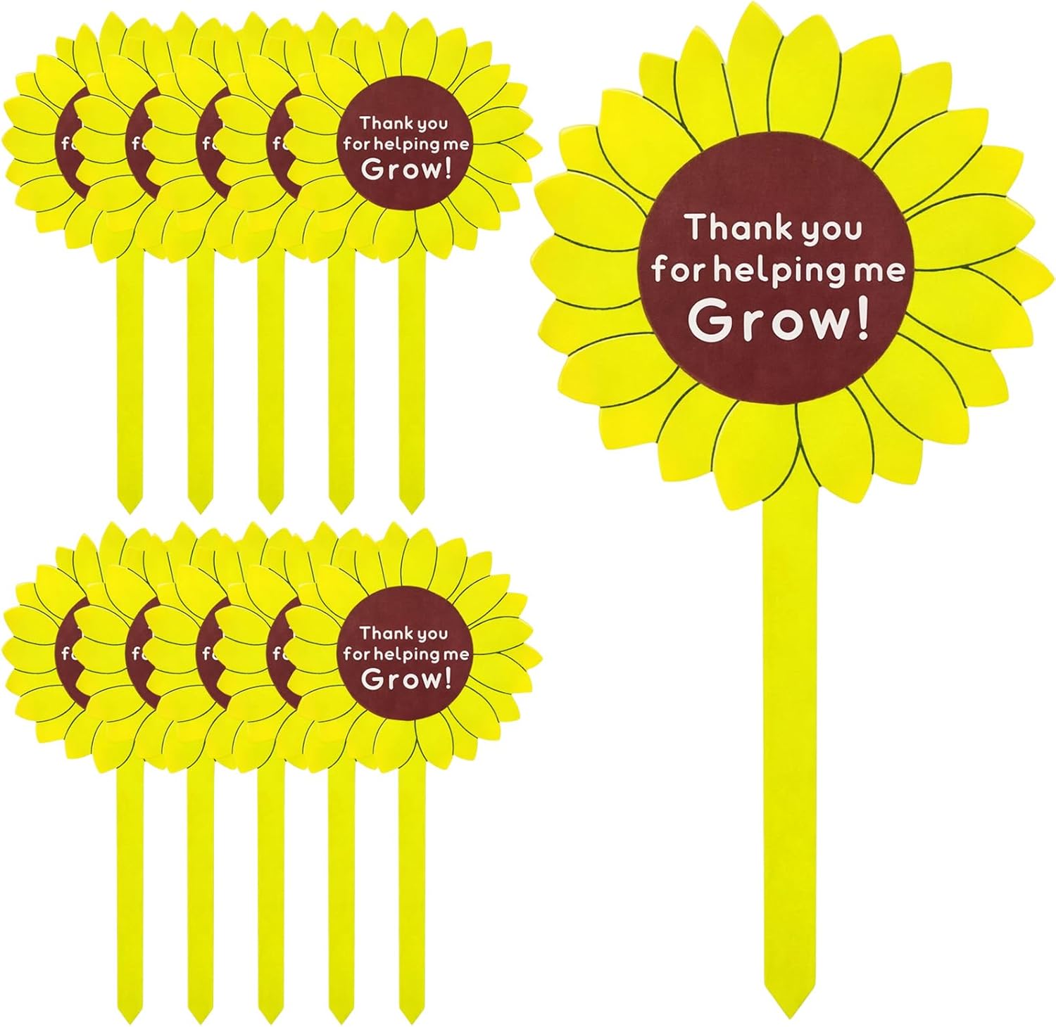 Gerrii 20 Pcs Sunflower Wooden Plant Tags, Thank You for Helping Me Grow Garden Markers for Summer Party, Baby Shower, Teacher Appreciation, Rustic Boho Succulent Pot Decor