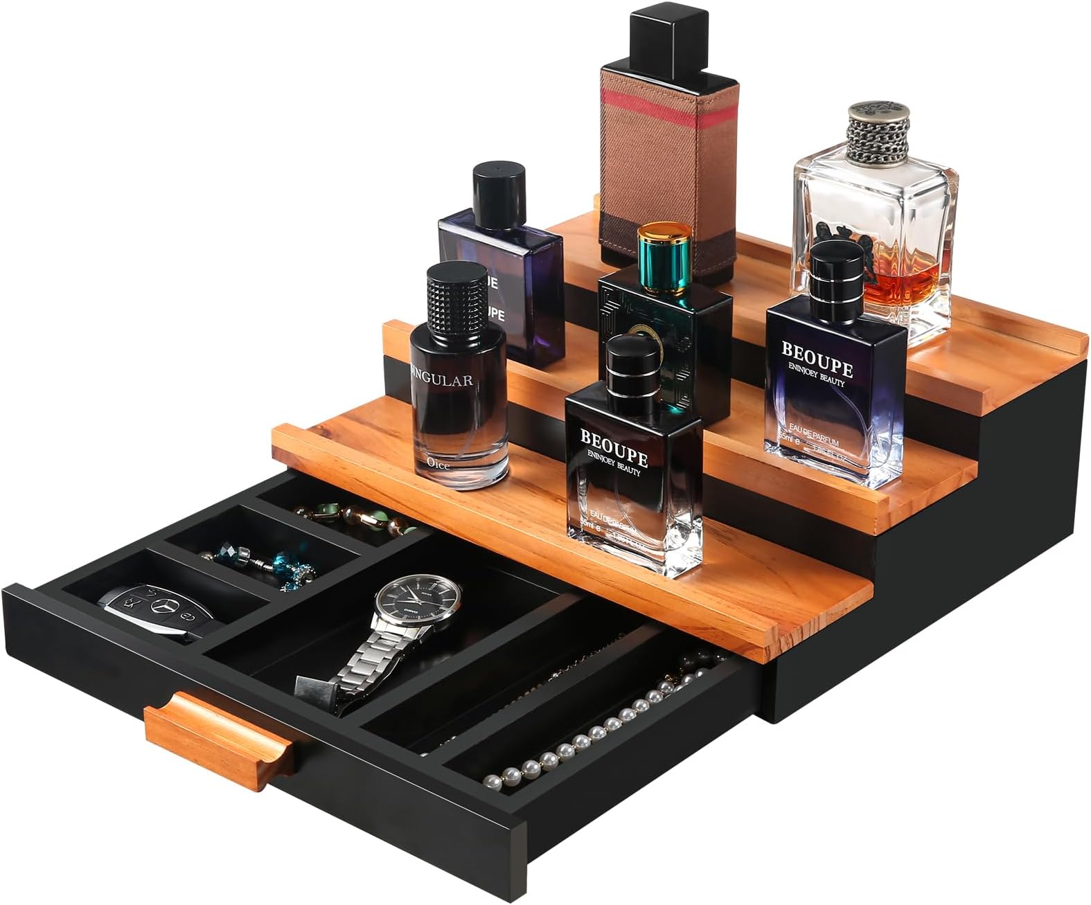 Amazon.com: Wooden Cologne Organizer for Men - 3 Tier Elevated Perfume ...
