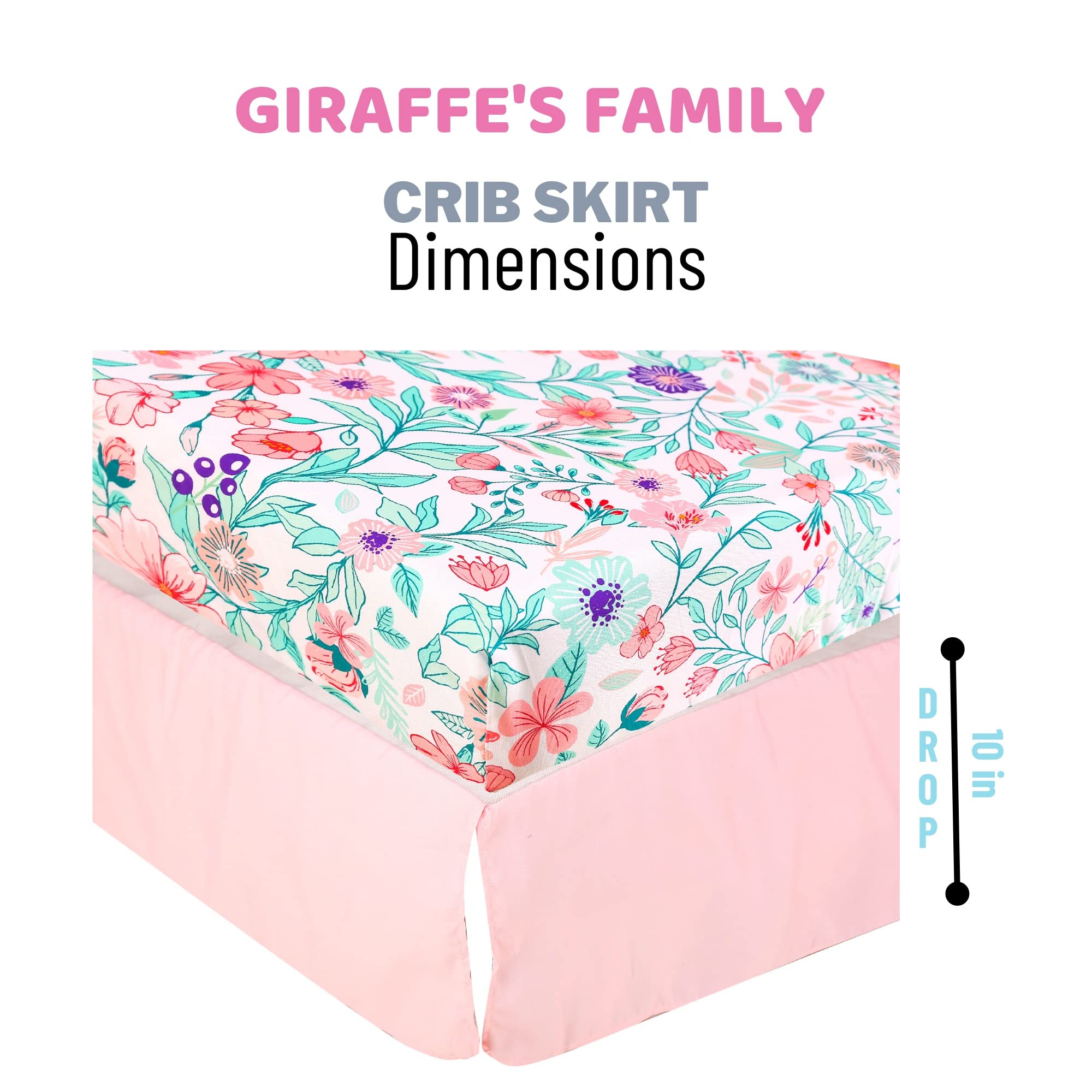 Baby Bees Juego de ropa de cama de cuna familiar de jirafa de 4 piezas para niños y niñas, juego de ropa de cama de bebé de 2 sábanas de cuna, edredón, volantes antipolvo para cuna de tamaño estándar