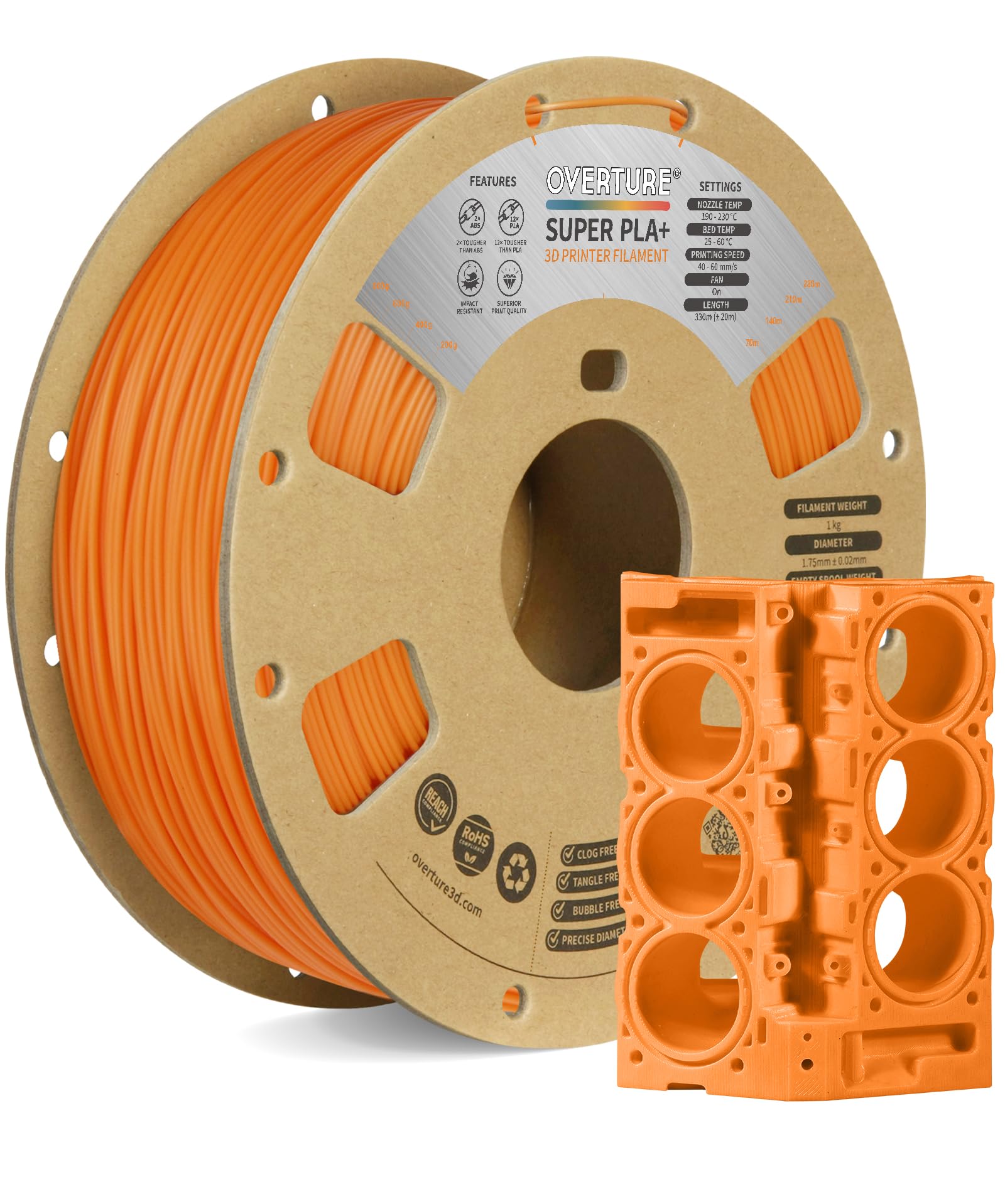 Overture PLA Plus 3D Printer Filament - 1kg Black -11