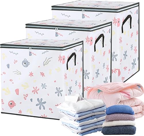 Paquete de 3 bolsas de almacenamiento extra grandes de 100L140L180L, bolsa de almacenamiento de edredón, organizador de clóset y almacenamiento
